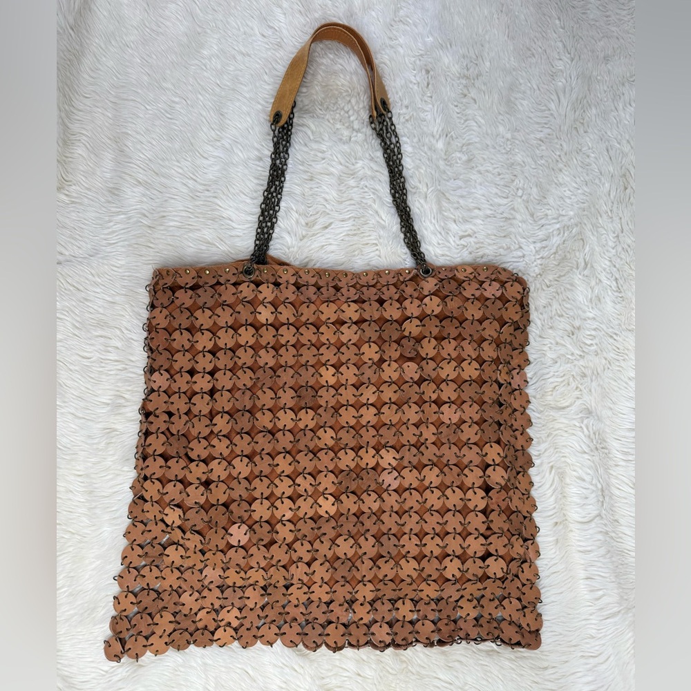 FREDD + BASHA Dot Leather Bag Chain Bag Brown Boho Soft Leather Indie Sleeze